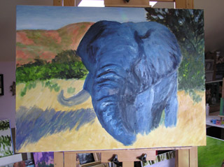 Elephant Painting in Progress