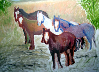 Horses on Watch in progress by artist DJ Geribo
