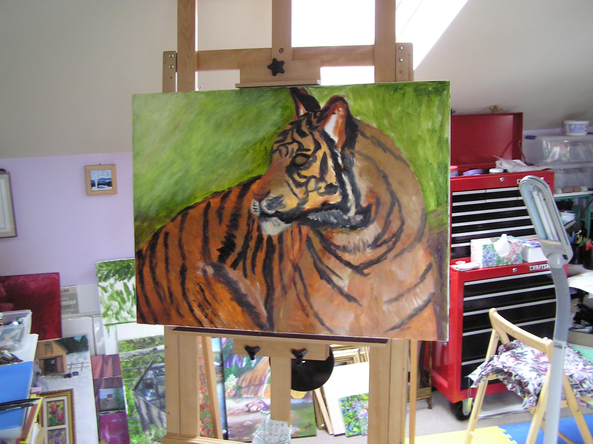 Tiger Painting in Progress by artist DJ Geribo